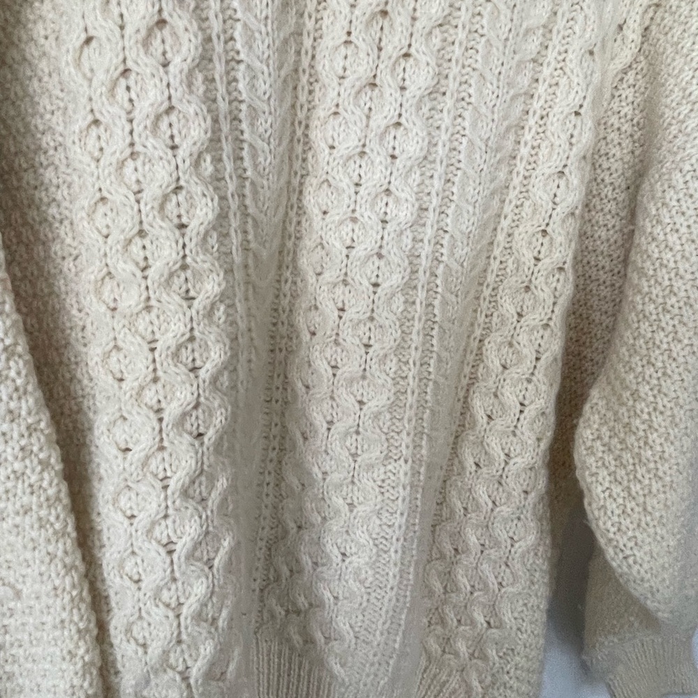 Made In Scotland Ivory Pure Wool Fisherman Sweater Highland M/L - Picture 4 of 5